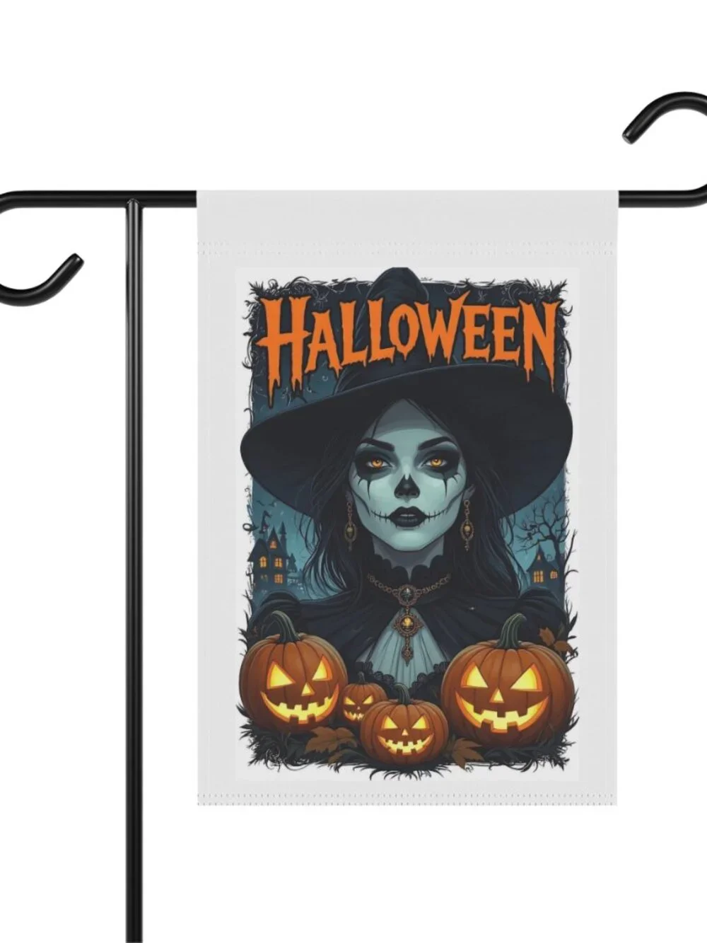 Halloween Witch Pumpkin Garden Flag Outdoor Decor